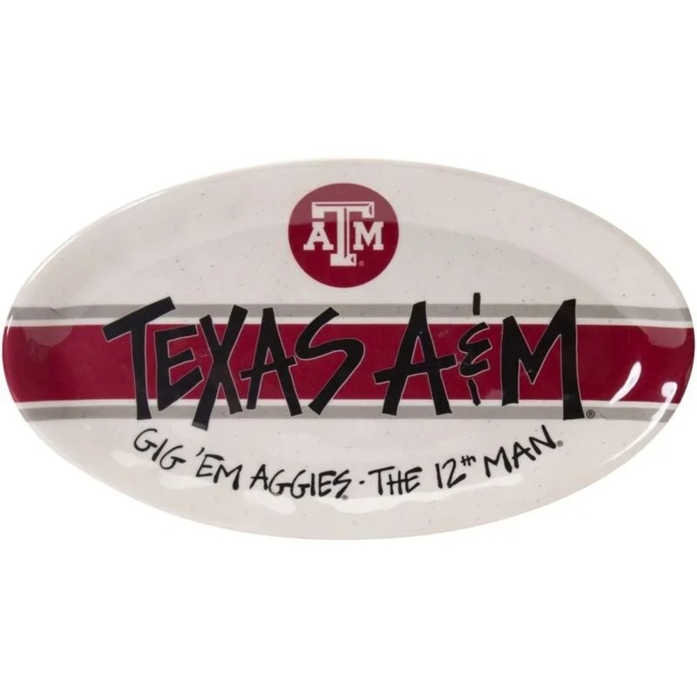 Set of two NEW Magnolia Lane Texas A&M University Aggies Oval Plate Melamine